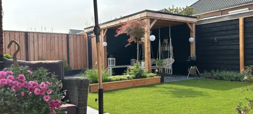 tuinrenovatie met overkapping